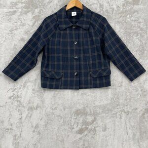 CAbi Connery Plaid Jacket Navy Grey Boxy Fit Academia Business Casual